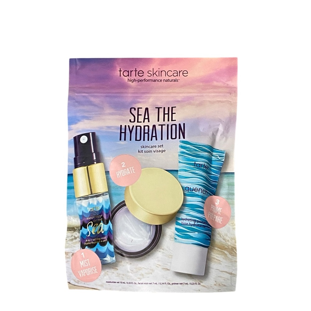 Tarte Skincare Sea the Hydration TRAVEL Set New Moisturizer Facial Mist Primer